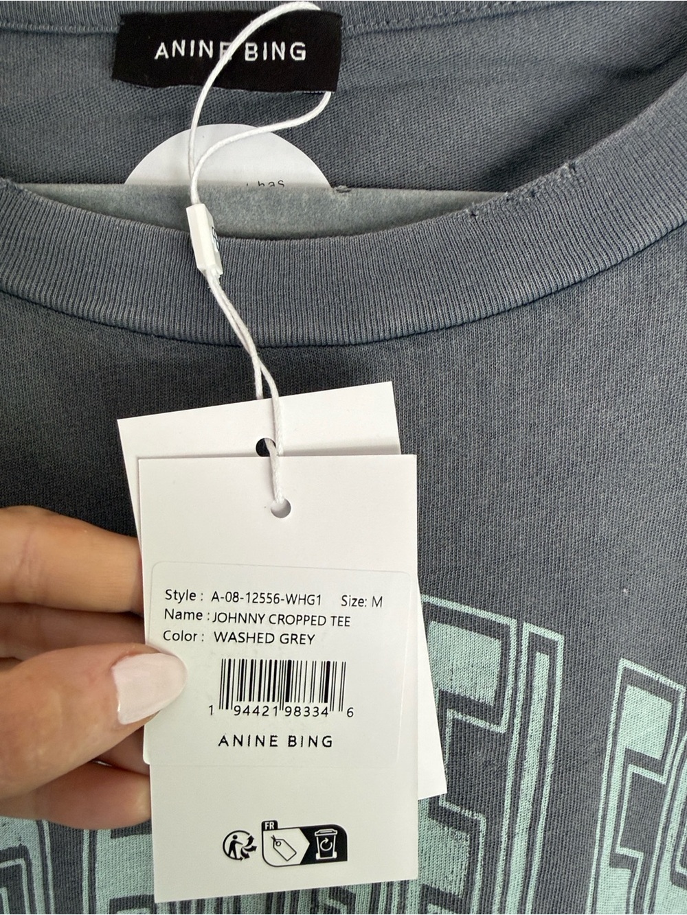🤩 MUST HAVE!! Anine Bing Johnny Cropped Washed Gray 'Los Angeles' Graphic Tee - Picture 6 of 7